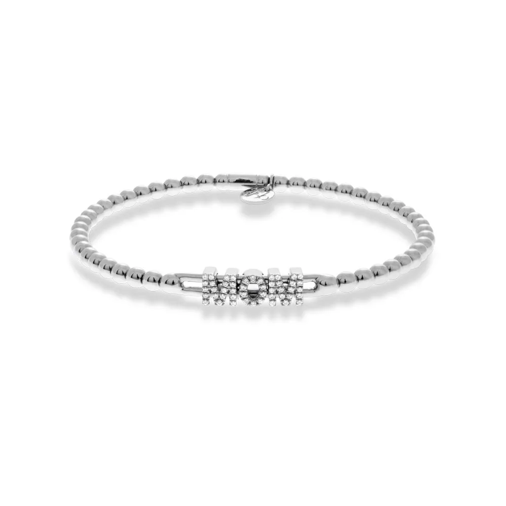 0.15ctw, 18K White Gold MOM Tresore Stretch Bracelet