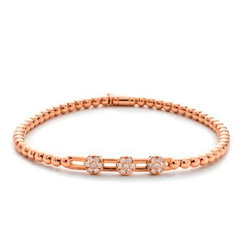 0.19ctw, 18K Pink Gold Tresore Stretch Bracelet