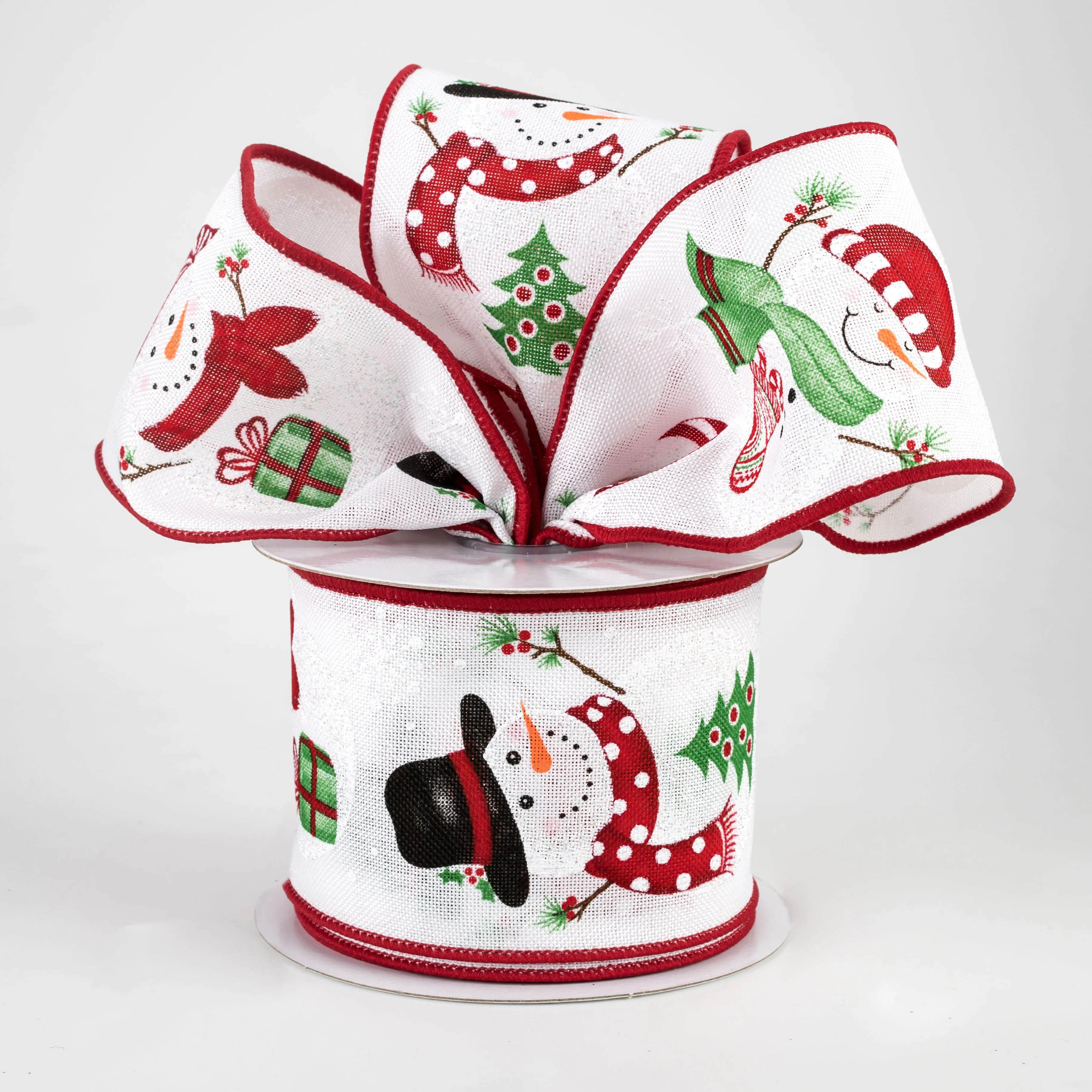 2.5" Snowman, Stocking, Tree Ribbon: White (10 Yards)