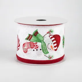 2.5" Snowman, Stocking, Tree Ribbon: White (10 Yards)