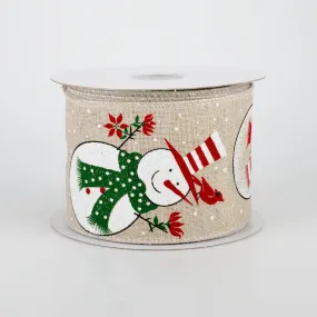 2.5" Sparkly Snowman Ribbon: Natural (10 Yards)