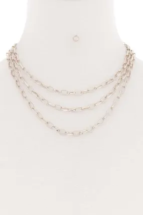 3 Simple Metal Chain Layered Necklace