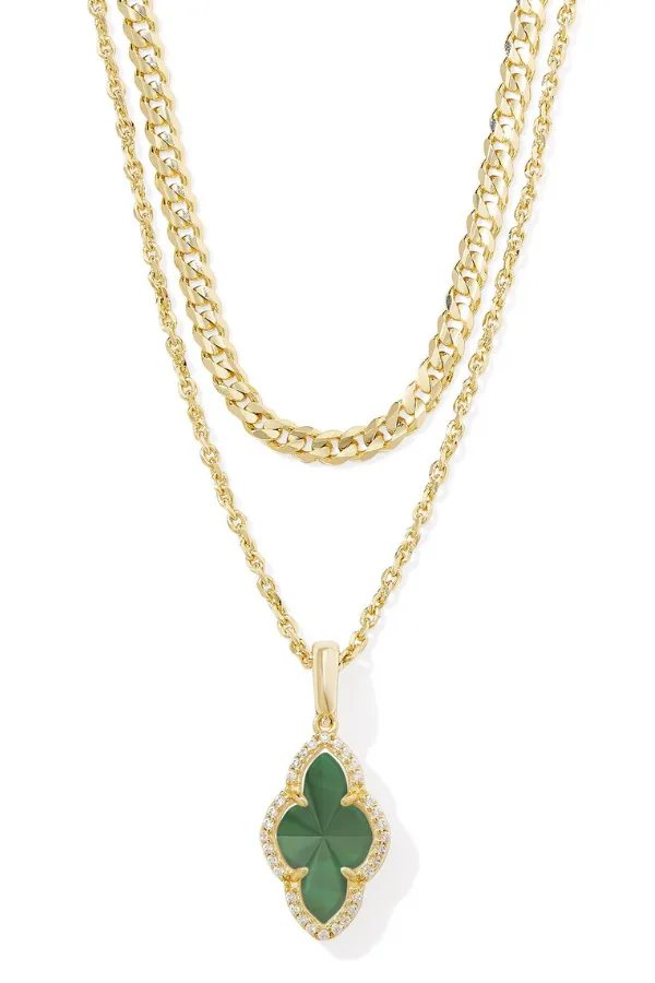 Abbie Pave Frame Necklace - Gold Green Illusion | Kendra Scott - FINAL SALE