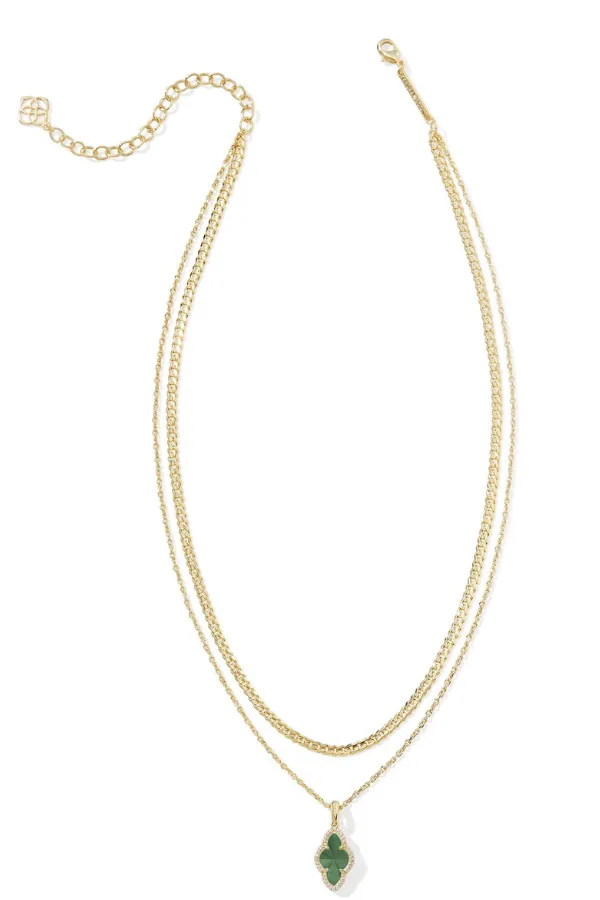 Abbie Pave Frame Necklace - Gold Green Illusion | Kendra Scott - FINAL SALE