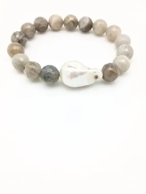 Annie baroque, labradorite/white baroque pearl