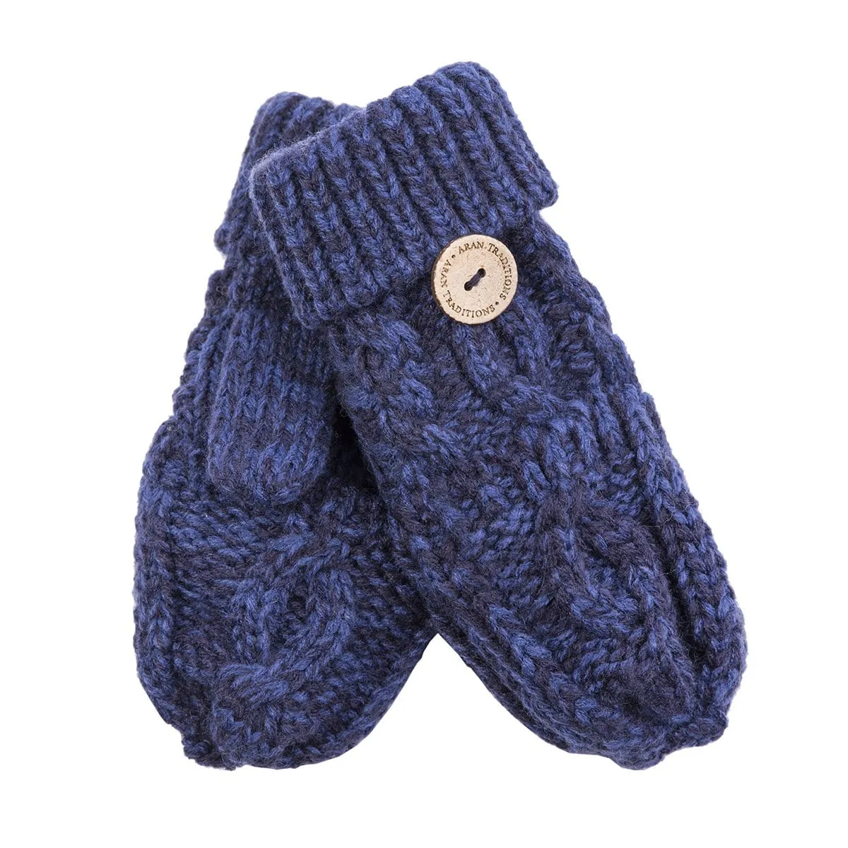 Aran Junior Cable Fold-over Mittens