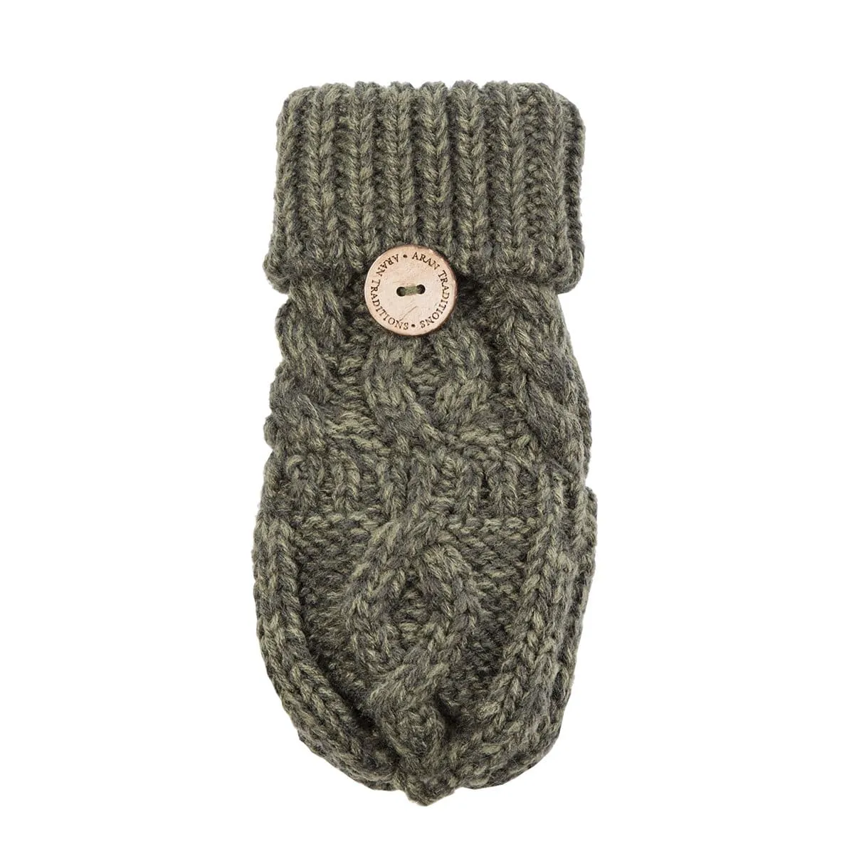 Aran Junior Cable Fold-over Mittens