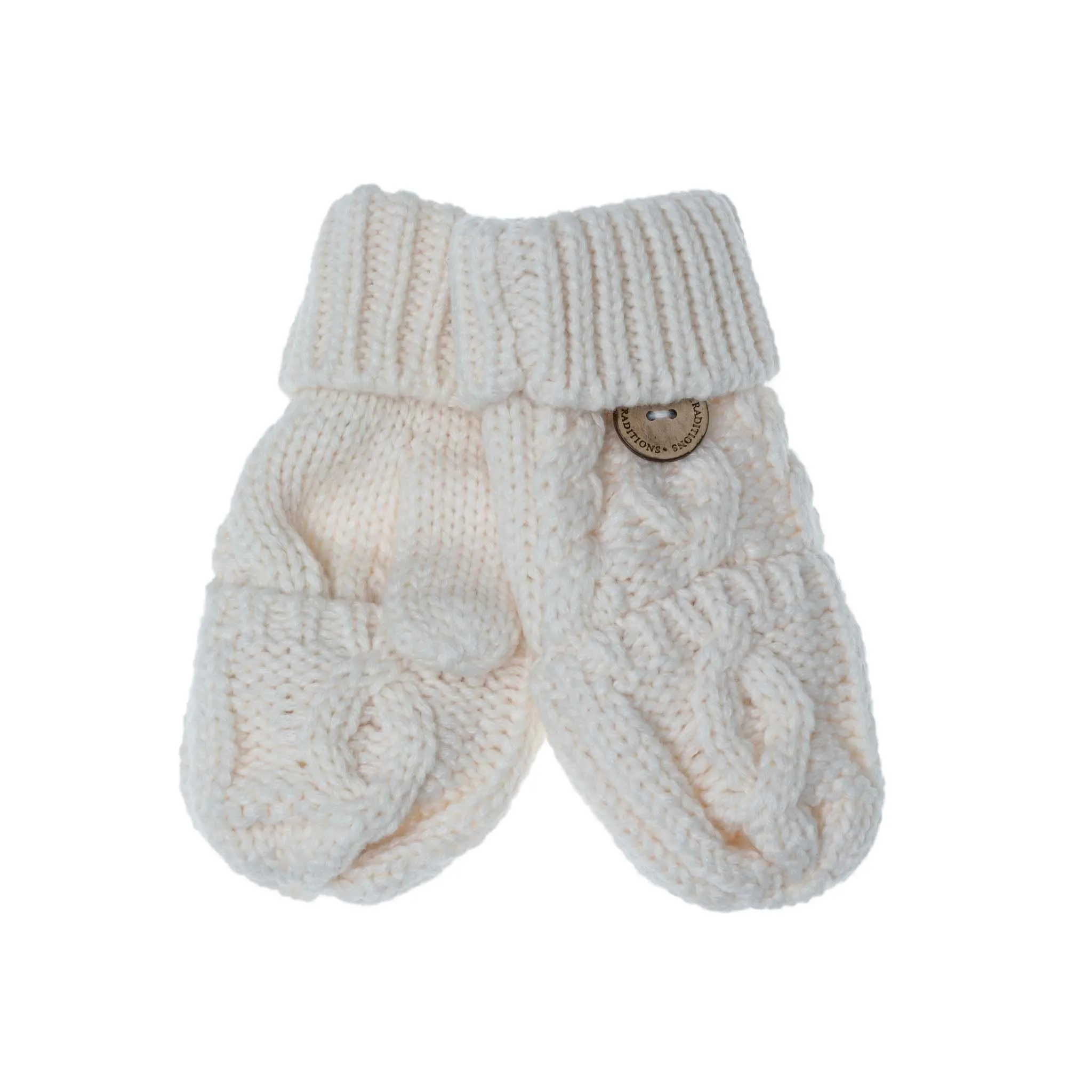 Aran Junior Cable Fold-over Mittens