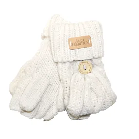 Aran Junior Cable Fold-over Mittens