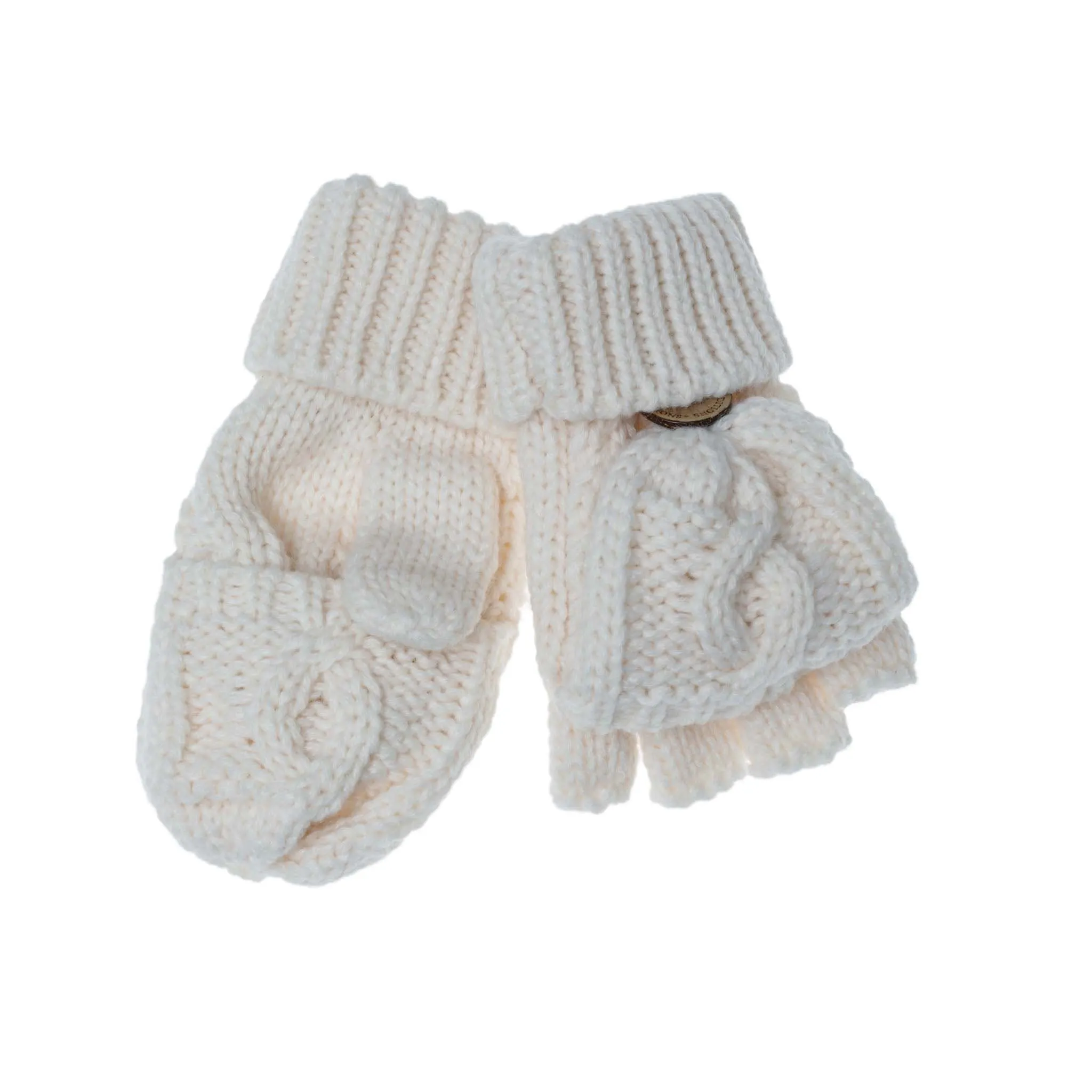 Aran Junior Cable Fold-over Mittens