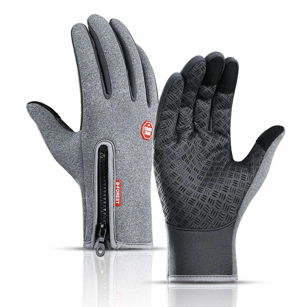 Autumn Winter Motorbike Gloves Windproof Anti-slip Touchscreen Fleece Keep Warm for Work Gloves Men Sports Bike Skiing Black