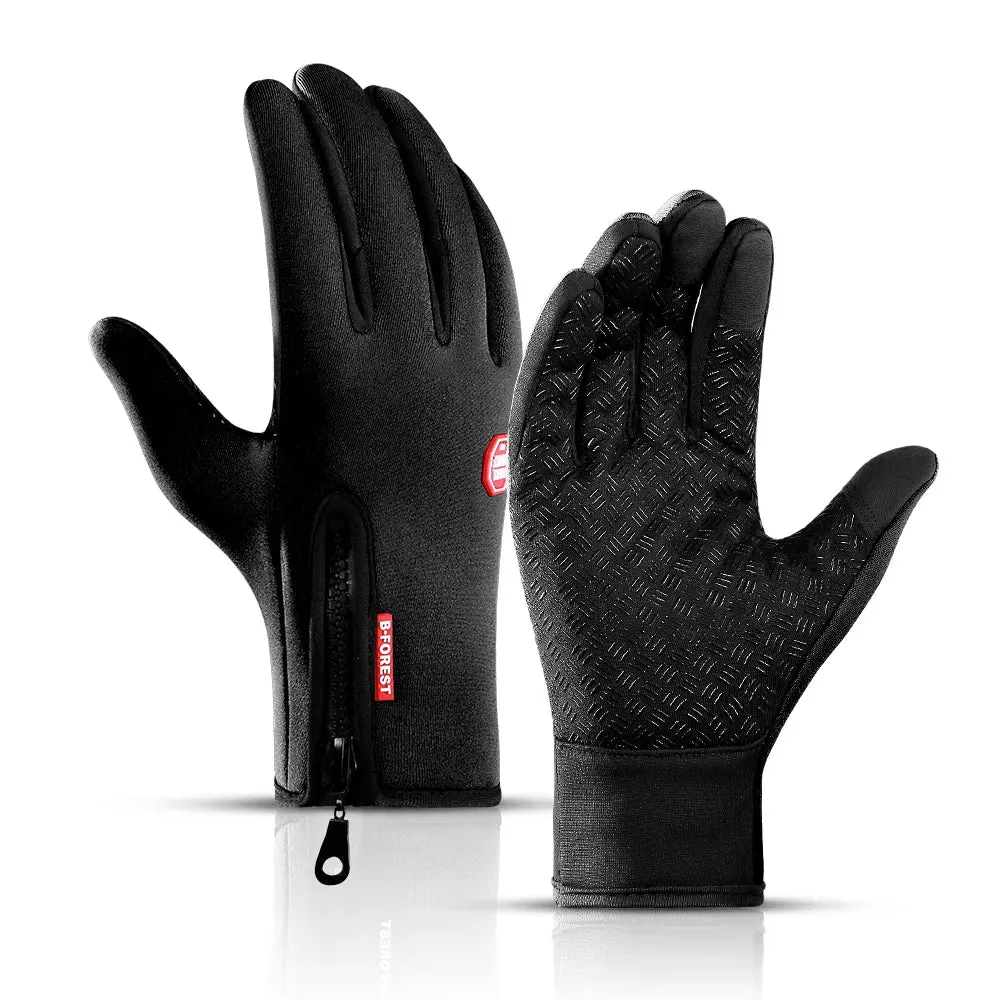 Autumn Winter Motorbike Gloves Windproof Anti-slip Touchscreen Fleece Keep Warm for Work Gloves Men Sports Bike Skiing Black