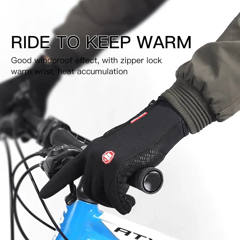 Autumn Winter Motorbike Gloves Windproof Anti-slip Touchscreen Fleece Keep Warm for Work Gloves Men Sports Bike Skiing Black