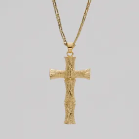 Bamboo Cross Gold Filled Necklace