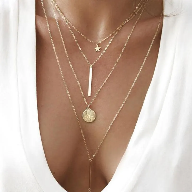 Bohemian Long Pendant Layered Necklaces