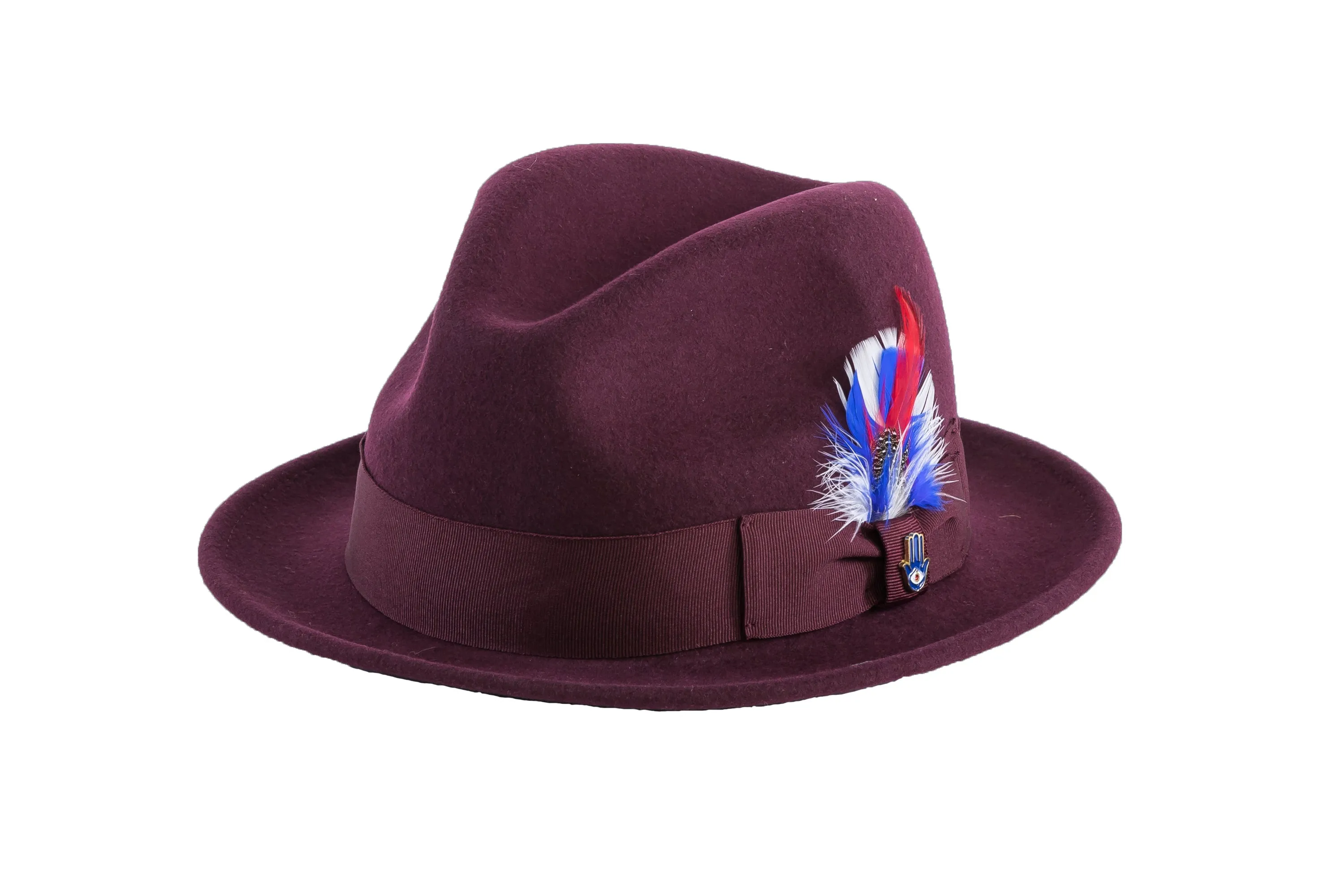 Burgundy Brooks Trilby 100% Australian Wool Felt Crushable Hat