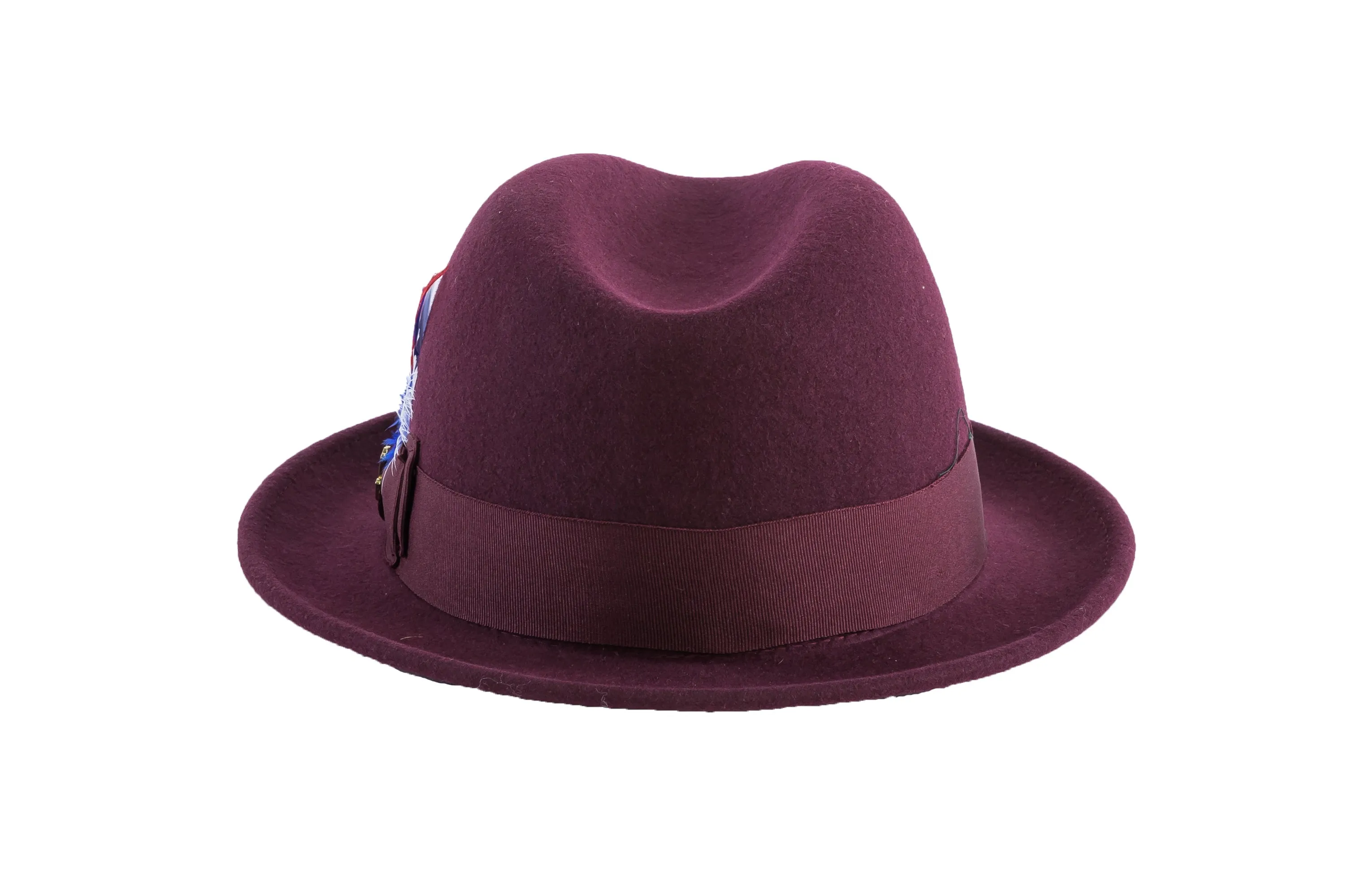 Burgundy Brooks Trilby 100% Australian Wool Felt Crushable Hat