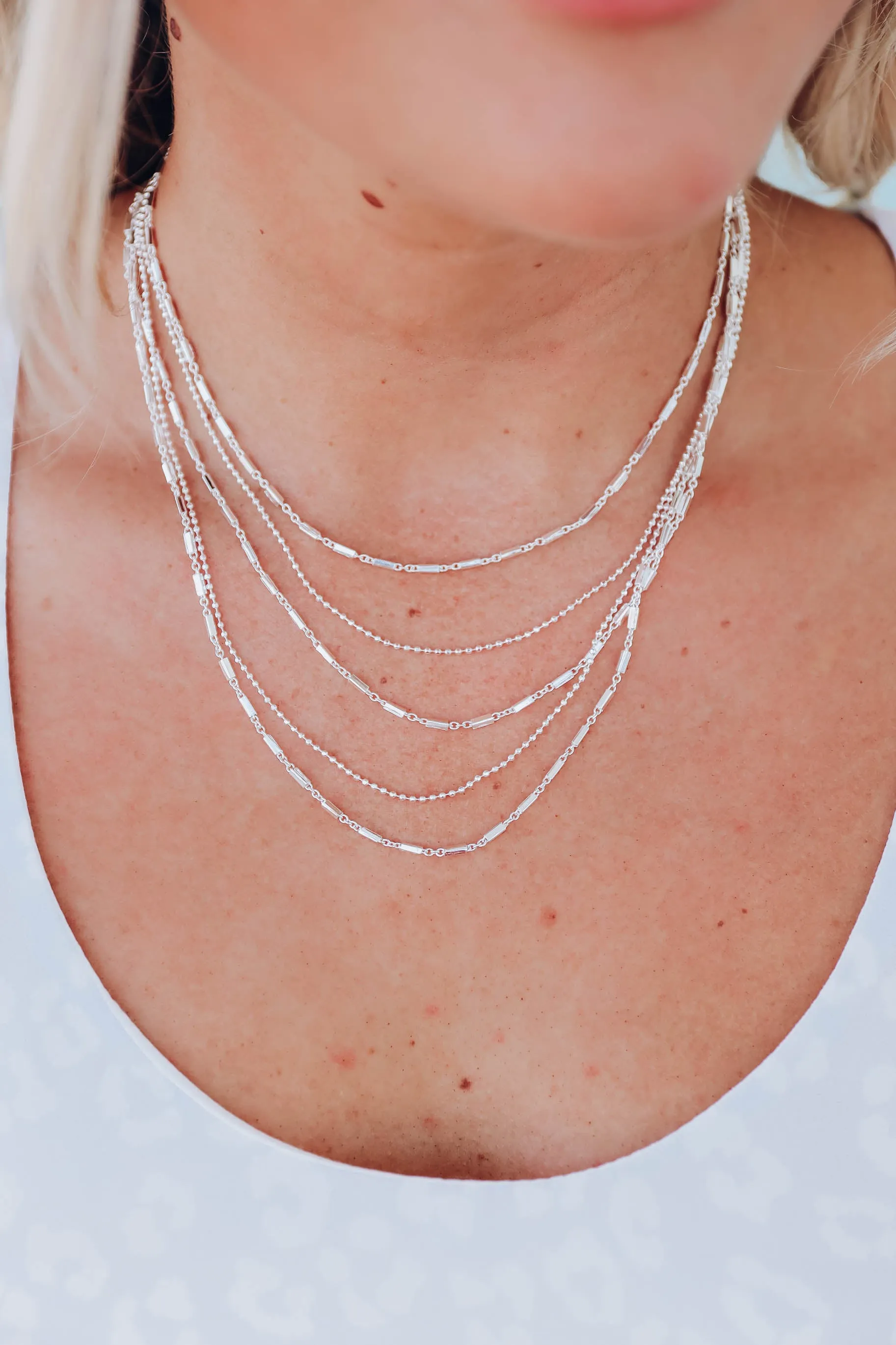 Carman Layered Necklace - Silver