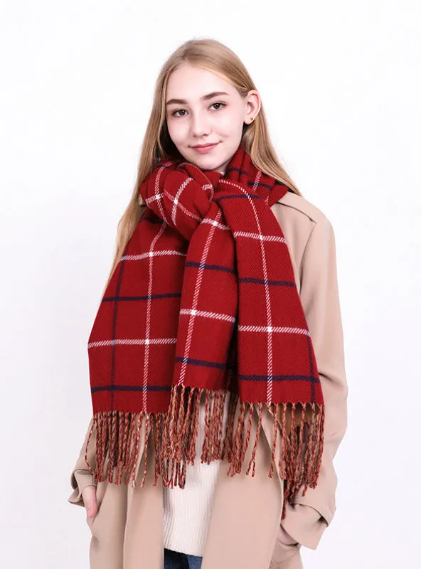 Cashmere Like Plaid Warm Scarf For Women