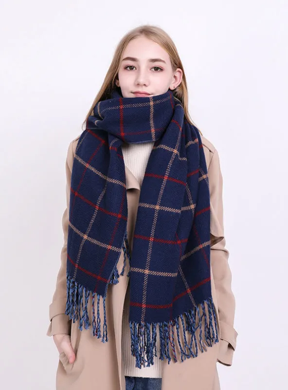 Cashmere Like Plaid Warm Scarf For Women