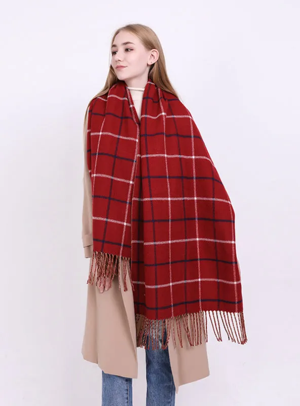 Cashmere Like Plaid Warm Scarf For Women