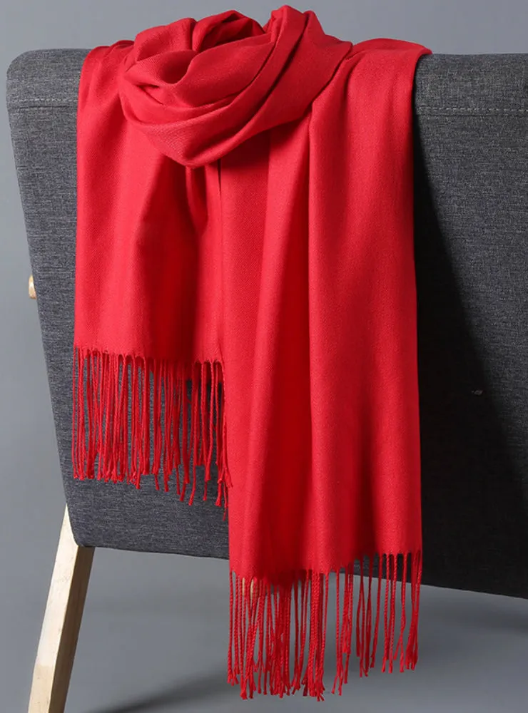 Cashmere Like Scarf Double-Sided Shawl Warm Knitting