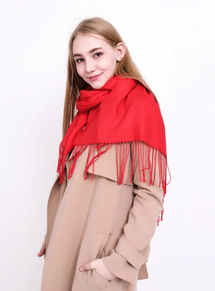 Cashmere Like Scarf Double-Sided Shawl Warm Knitting