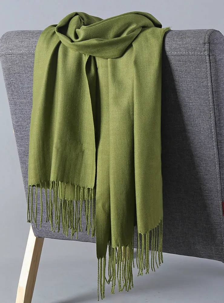 Cashmere Like Scarf Double-Sided Shawl Warm Knitting