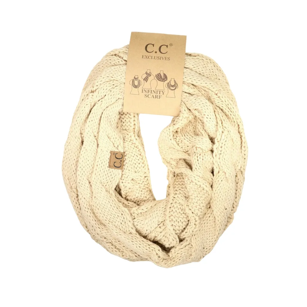 CC Cable Knit Infinity Scarves