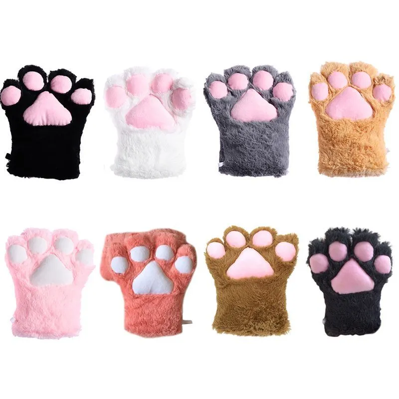 Cute Fuzzy Cat Paw Gloves