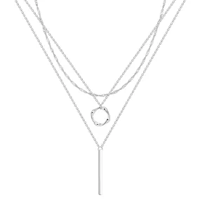 Dainty Layered Silver Pendant Necklaces