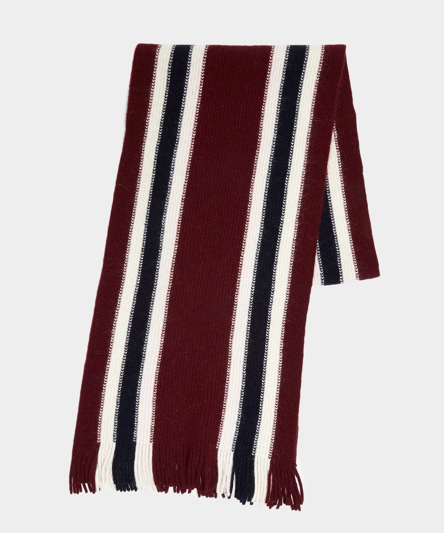 Drake's Collegiate Striped Scarf in Burgundy