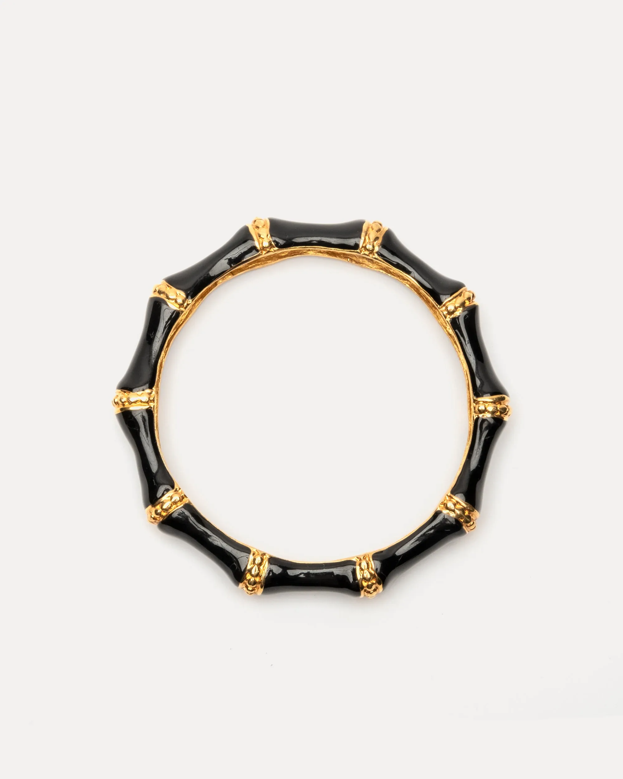 Enamel Bamboo Bangle Bracelet Black Gold