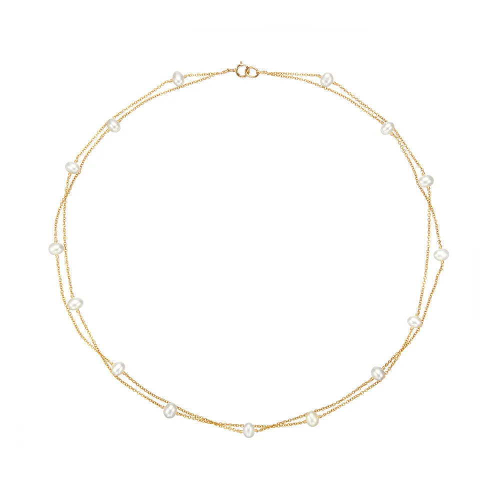 Gold Layered Pearl Necklace