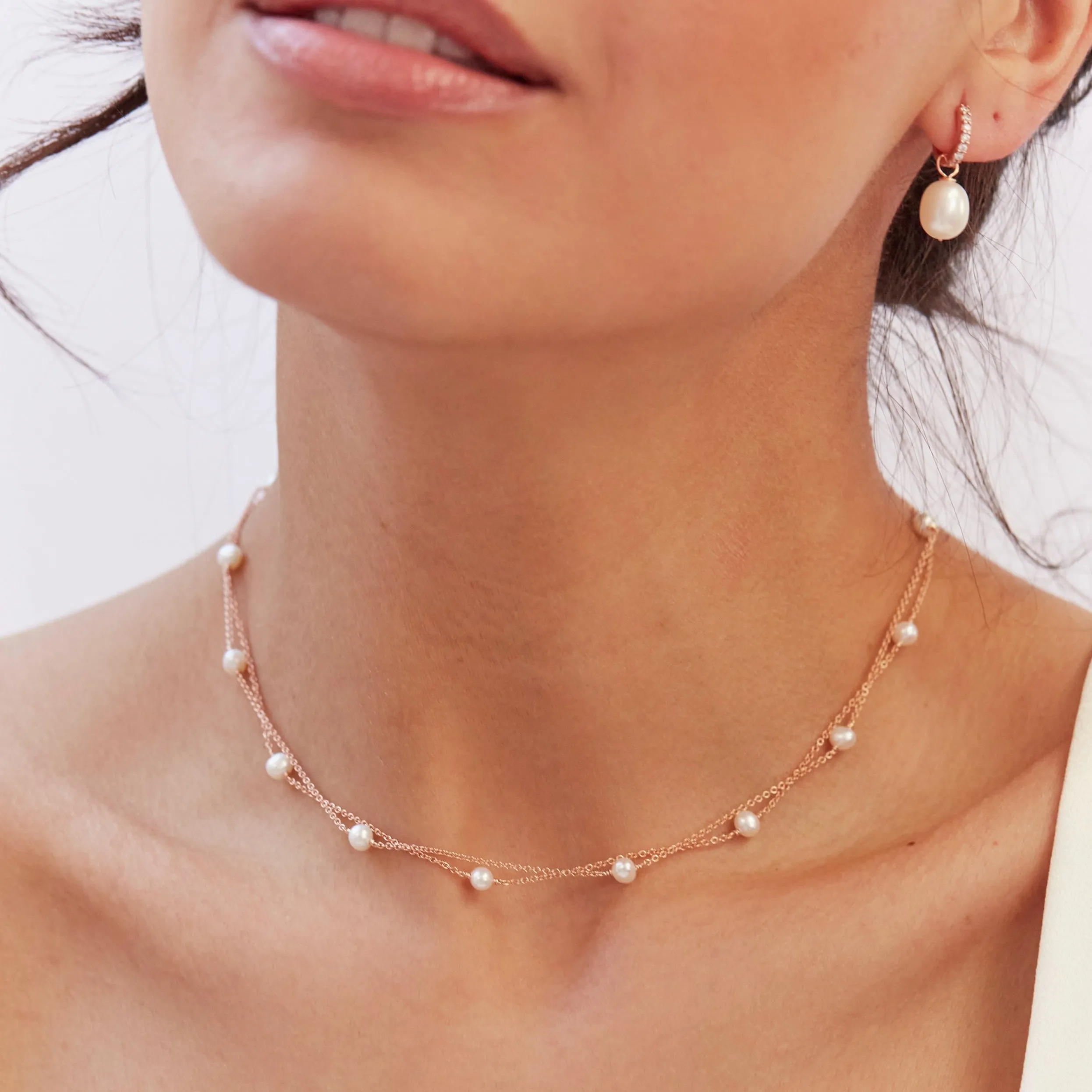 Gold Layered Pearl Necklace