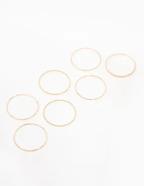 Gold Mixed Textured Bangle Bracelets 5-Pack