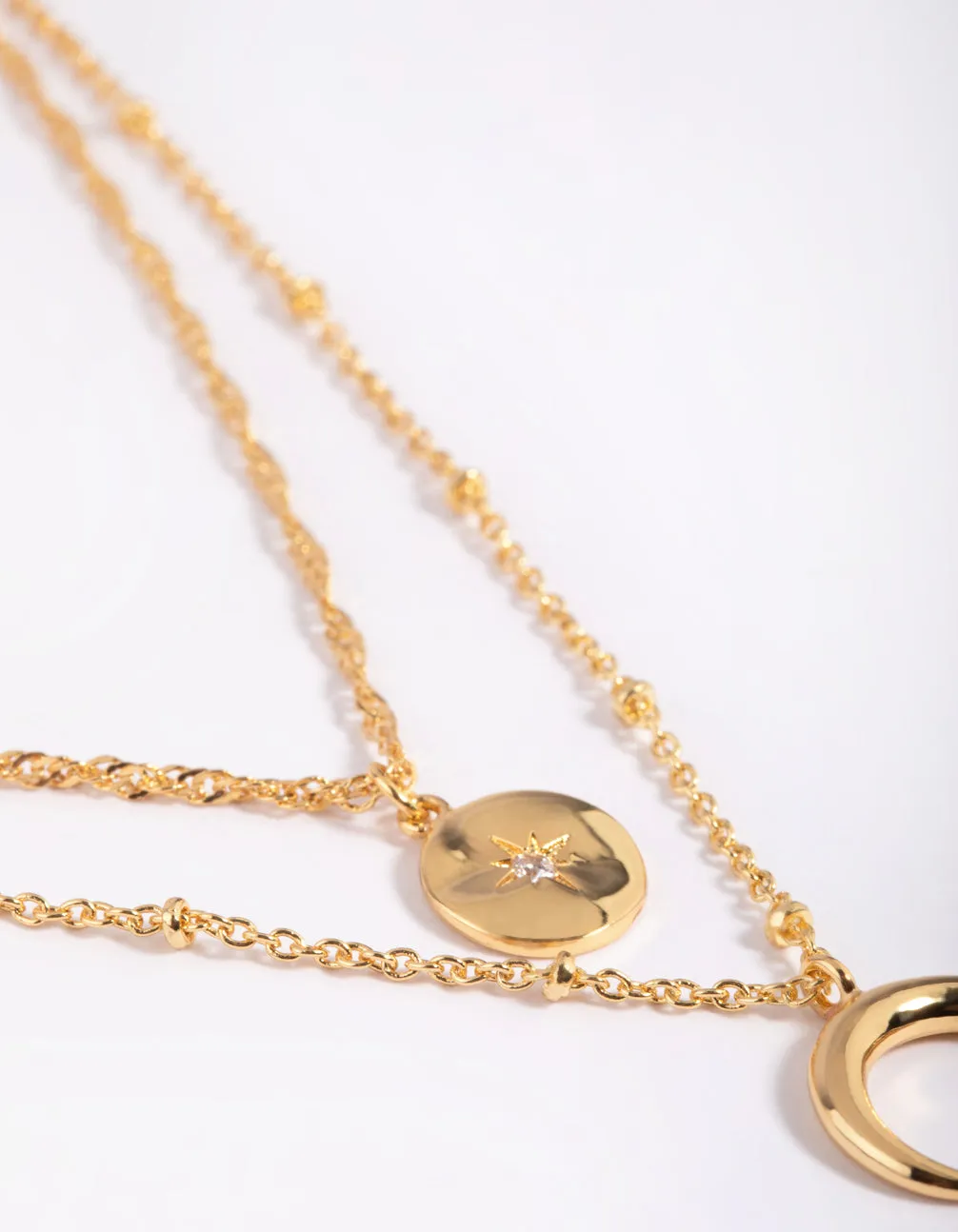 Gold Plated Celestial Layered Necklace