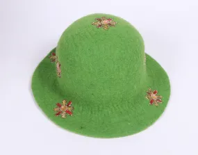 Green wool felted hat