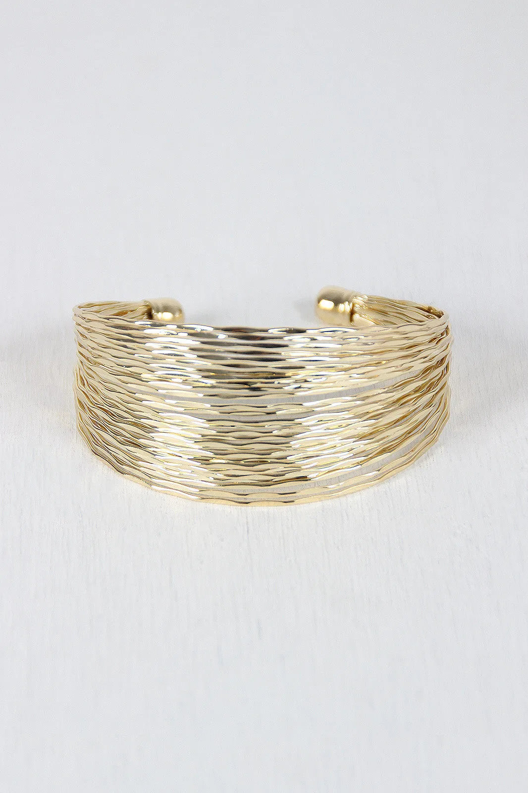 Hammered Wire Open Cuff Bracelet