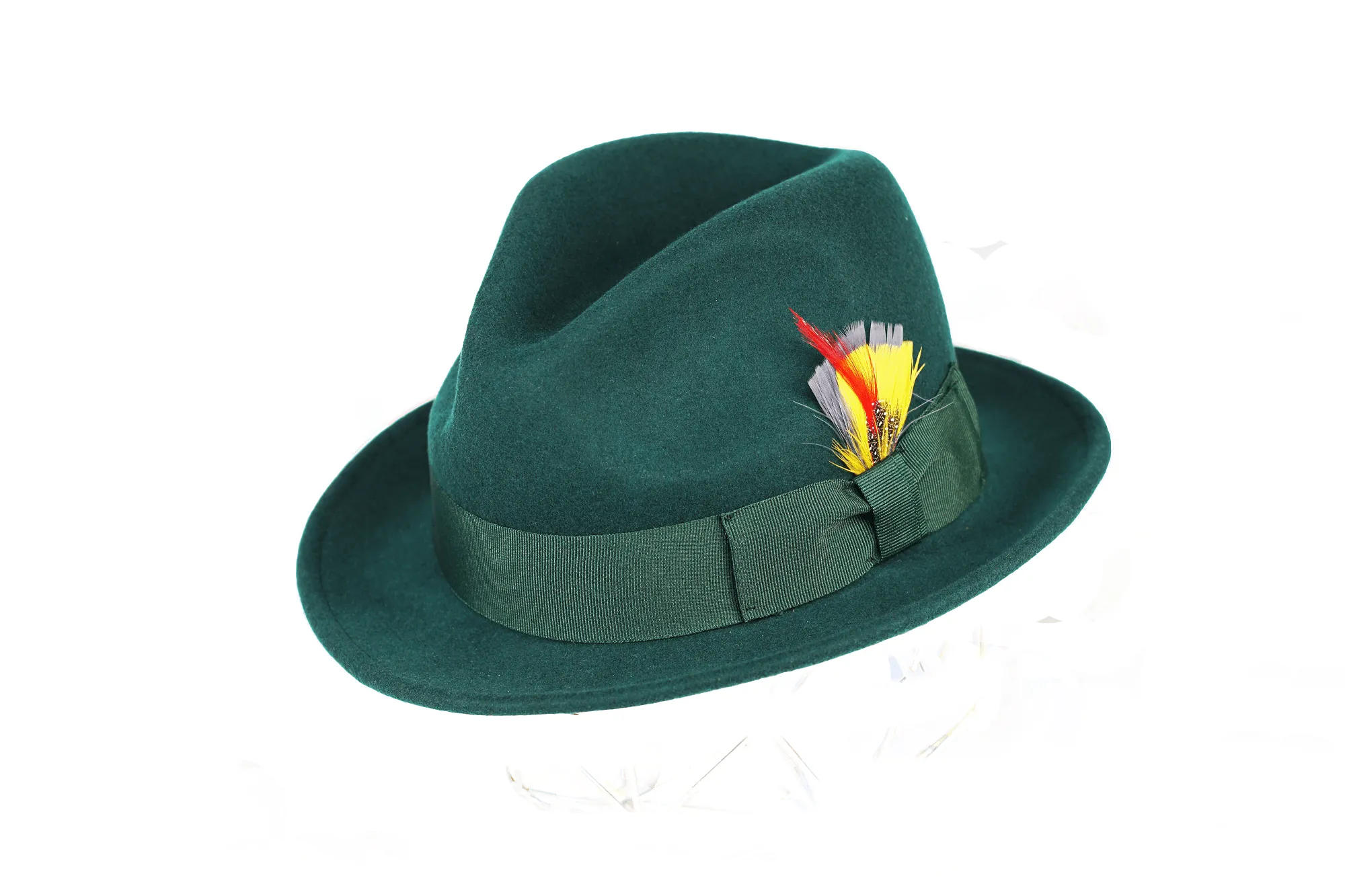 Hunter Green Brooks Trilby 100% Australian Wool Crushable Hat