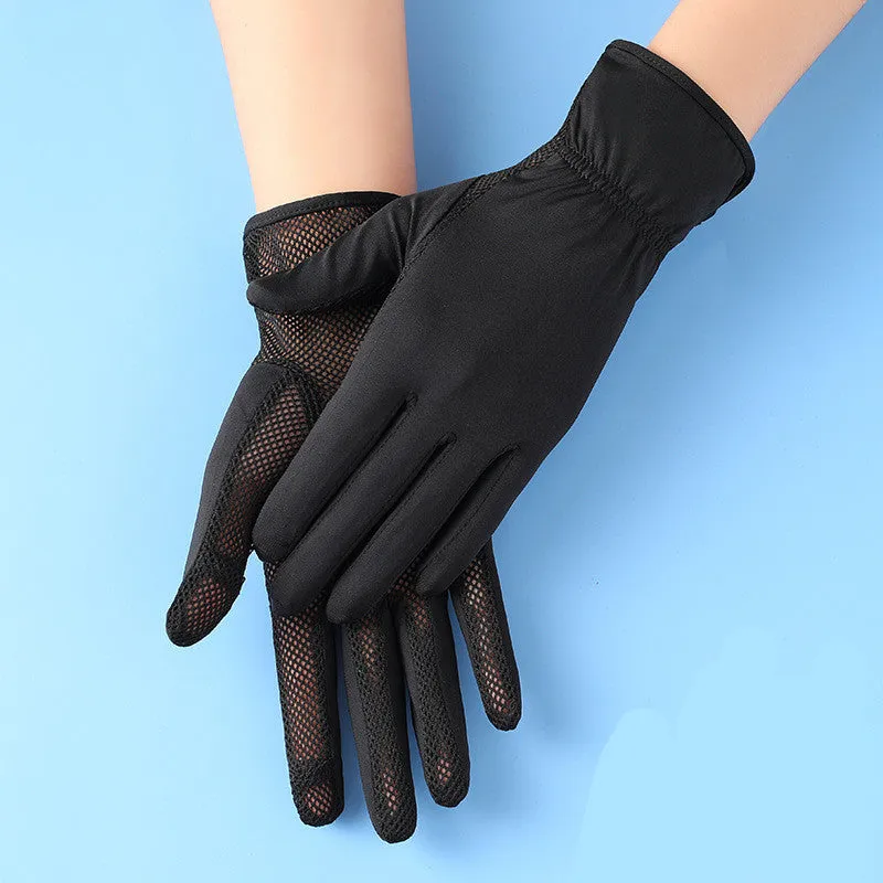 Ice Silk Gloves Sunscreen Women Uv Protection Outdoor Thin Style