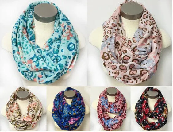 infinity circle scarves multi-color leopard print Case of 24