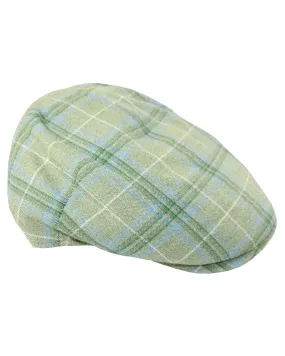 Kiton Soft Cap Cashmere Wool Gray Green Blue Plaid Flat Cap