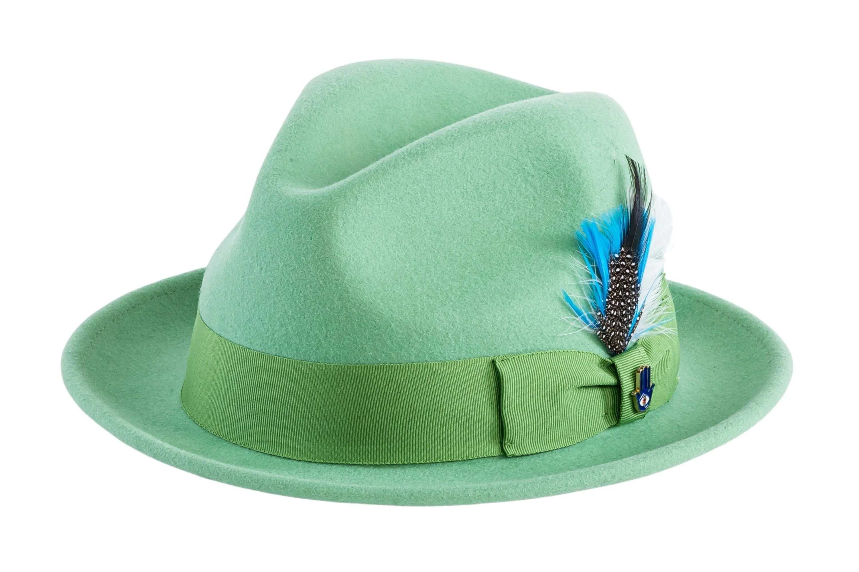 Lime Green Brooks Trilby 100% Australian Wool Felt Hat