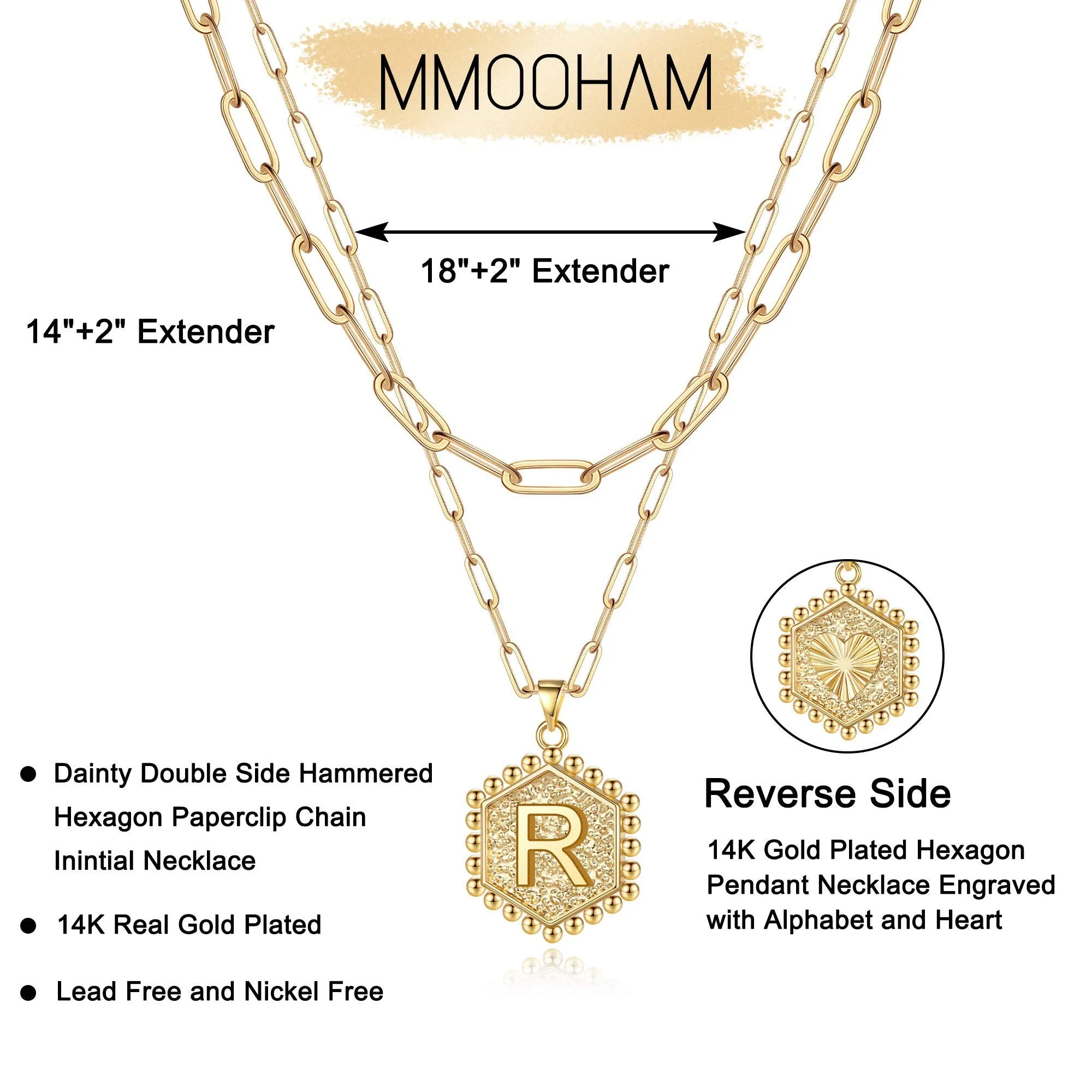 M MOOHAM Gold Necklaces for Women Trendy - Necklaces for Women Cute Letter Initial R Necklace Choker Necklace Dainty Layered Necklaces for Women Girls