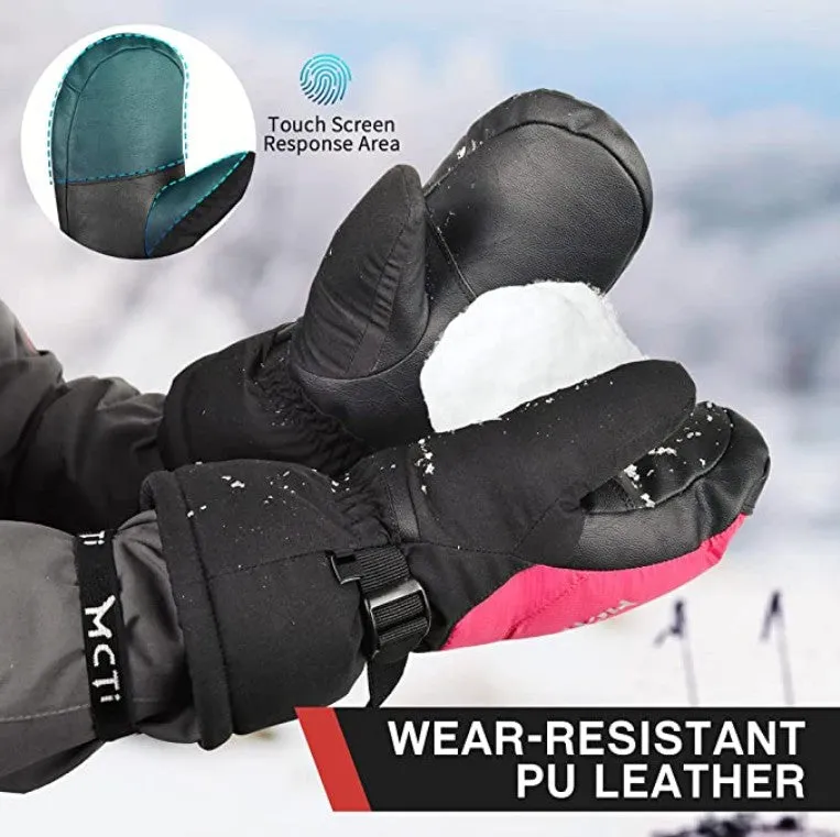 MCTi Down Ski Mittens - Women's Waterproof Winter Mitts with Touchscreen