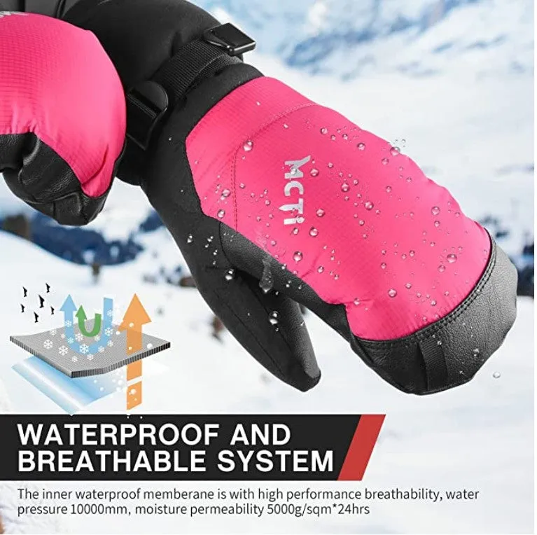 MCTi Down Ski Mittens - Women's Waterproof Winter Mitts with Touchscreen