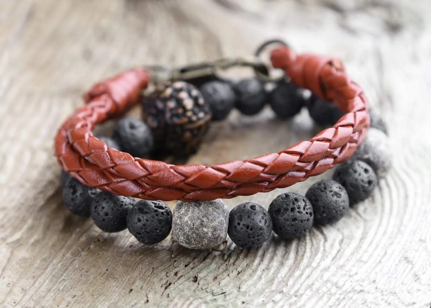 Men's Fair Trade Braided Leather Bracelet