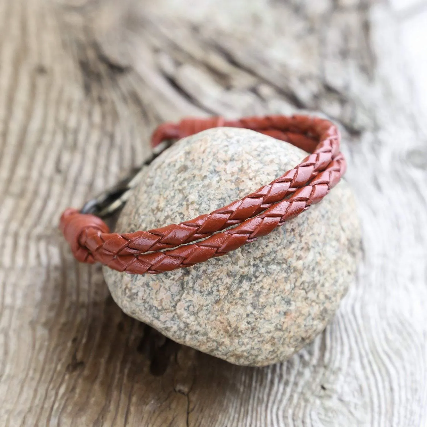 Men's Fair Trade Braided Leather Bracelet