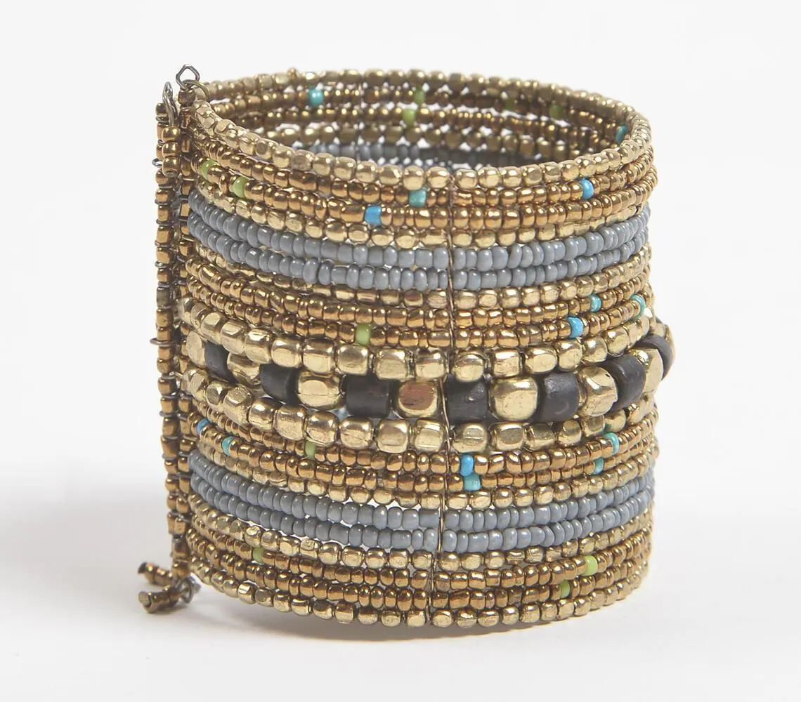 Metallic Beaded & Stacked Bracelet